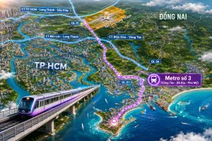 Metro số 3 được đề xuất kéo dài tới sân bay Long Thành, đưa Phú Mỹ từ điểm cuối tuyến trở thành mắt xích trung chuyển của mạng lưới đường sắt đô thị vùng